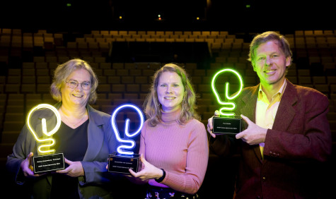 Group photo education awards winners: Marian Soepenberg, Anouschka van Leeuwen and Paul Gobée