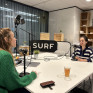 podcastopname in de SURFstudio met Sanne Koenen en Alexandra van Straaten