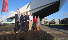 Axel Berg (SURF), Anders Jensen (EuroHPC JU), Rafal Duczmal (EuroHPC JU), Daniel Opalka (EuroHPC JU), Ariana Torres (SURF) and Julia Feddersen (Quantum Delta NL)