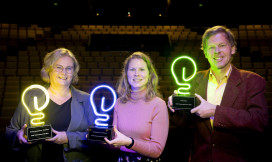 Group photo education awards winners: Marian Soepenberg, Anouschka van Leeuwen and Paul Gobée