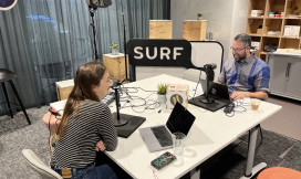 podcastopname in de SURFstudio met Eva van Dam en Wladimir Mufty